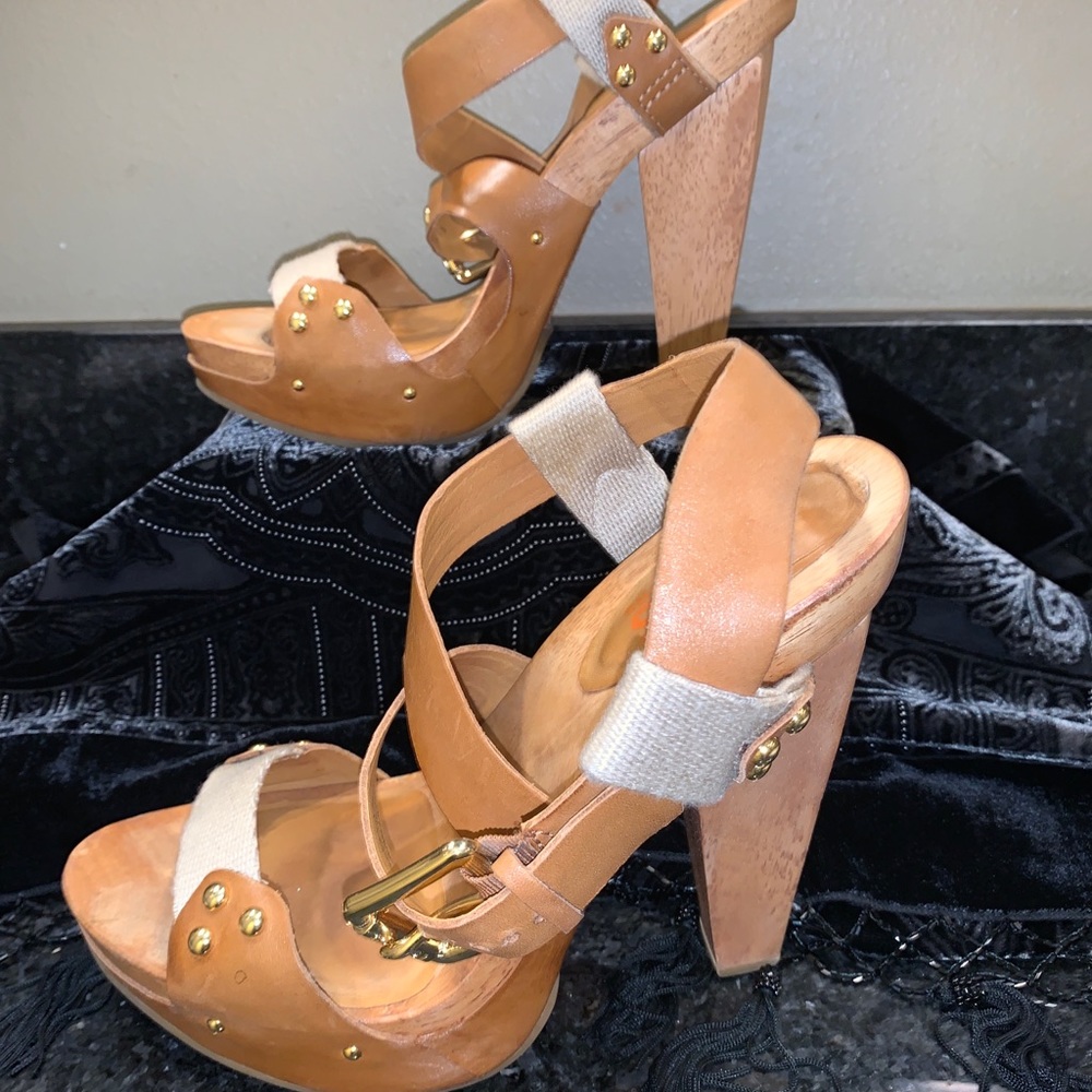 Michael Kors wooden platforms size 10
